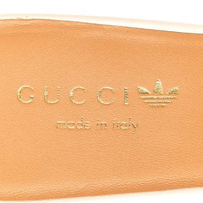 Gucci X ADIDAS Nappa Suede Monogram Jumbo GG Trefoil 75mm Slide Sandals 40.5 New Mystic White Sand 7 of 9