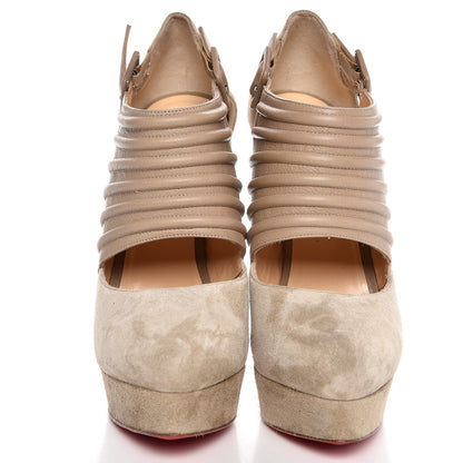Christian Louboutin Suede Calfskin Bye Bye 160 Cutout Ankle Booties 40 Beige 2 of 8