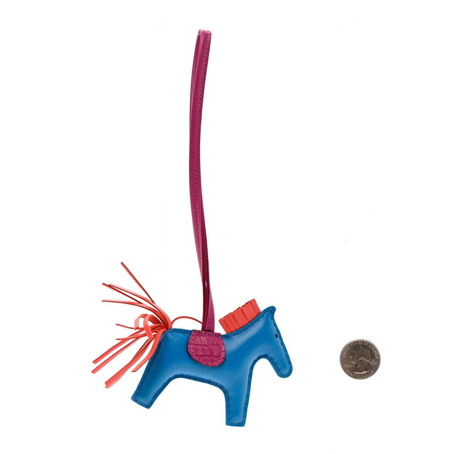 Milo Lambskin Matte Alligator Touch Grigri Rodeo Horse Bag Charm PM Bleu France Orange Poppy Framboise