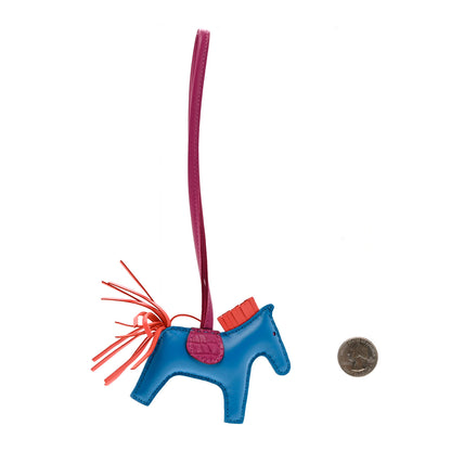 Hermes Milo Lambskin Matte Alligator Touch Grigri Rodeo Horse Bag Charm PM Bleu France Orange Poppy Framboise 2 of 4