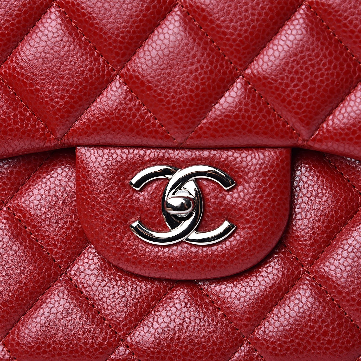Chanel Caviar Quilted Jumbo Double Flap Red 10 of 12