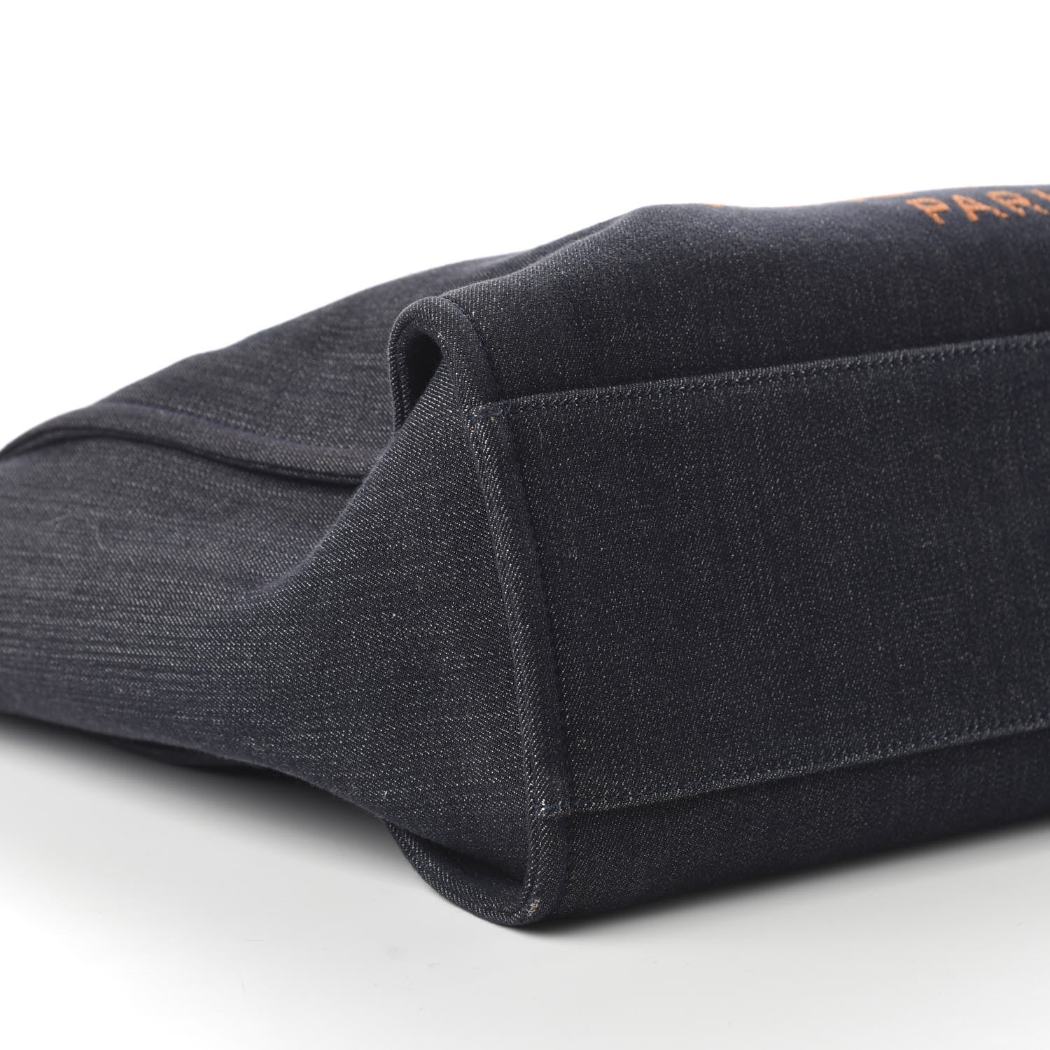 Chanel Denim Large Deauville Tote Blue Orange 7 of 10