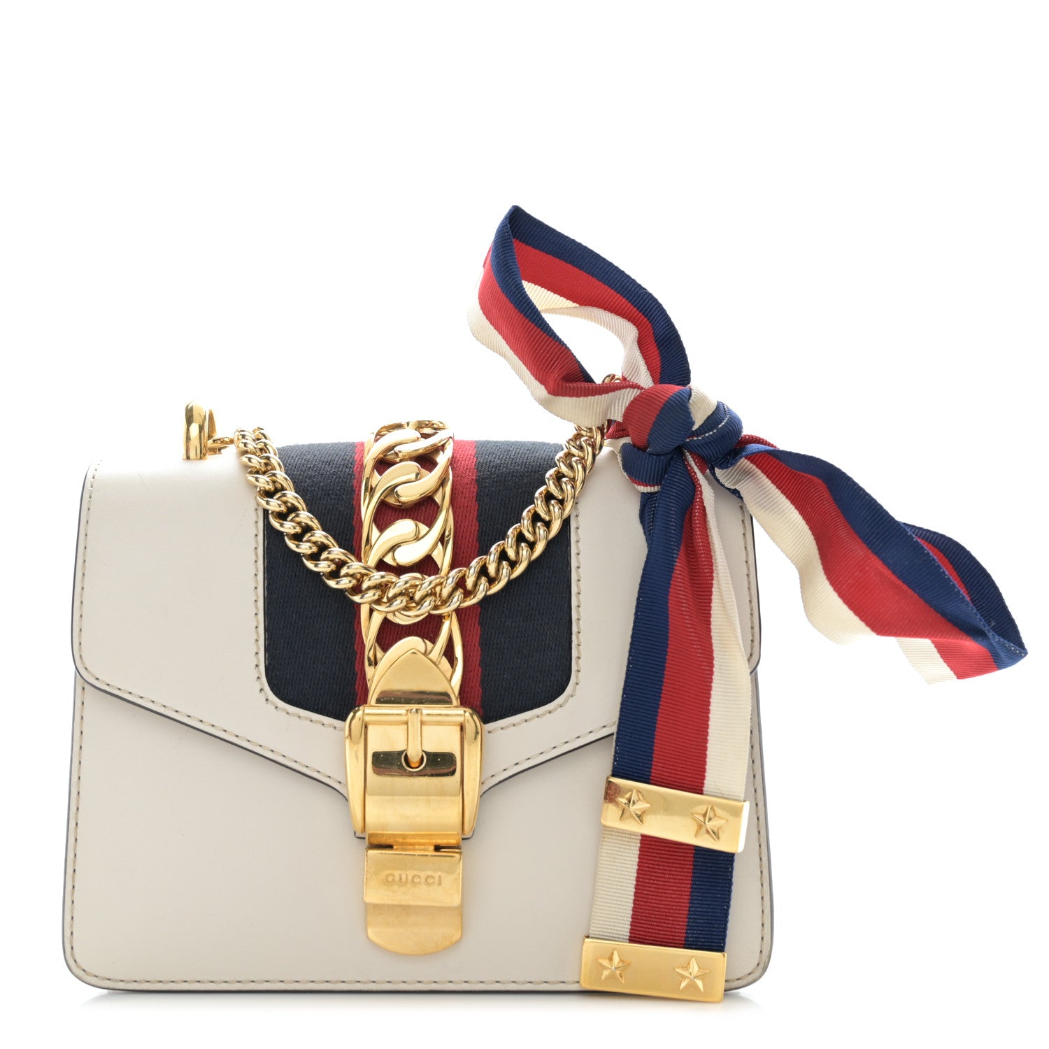Gucci Calfskin Mini Sylvie Chain Shoulder Bag White 1 of 10