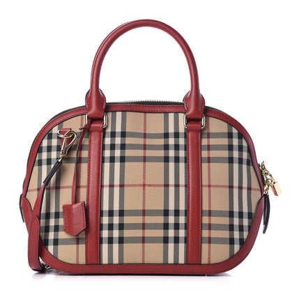 Burberry Horseferry Check Small Orchard Bowling Bag Honey Parade Red 1 of 9