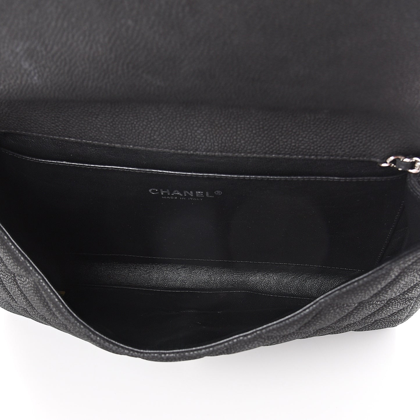 Caviar Quilted Clutch With Chain Flap Black