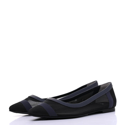 Fendi Mesh FF Skimmer Ballerina Flats 35 Navy Black 3 of 10