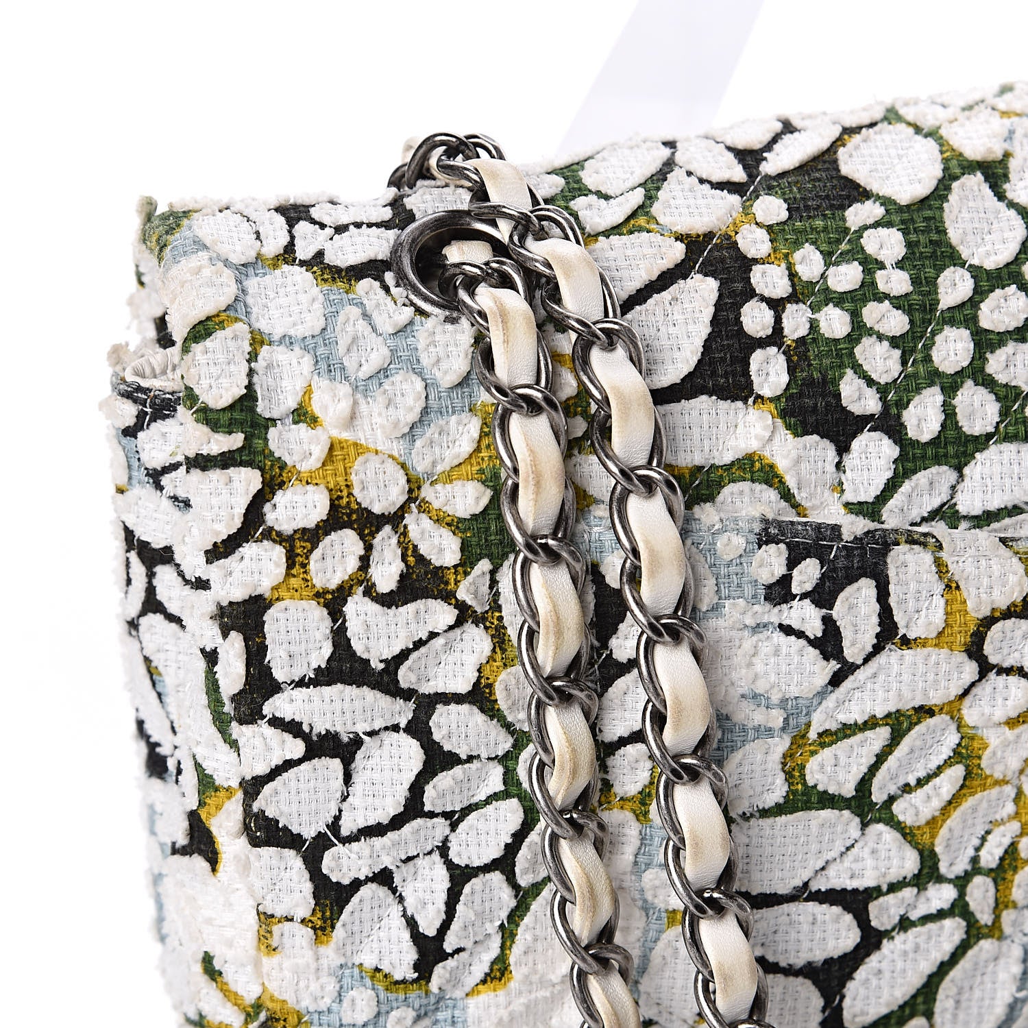 Chanel Tweed Quilted Medium Floral Double Flap White 11 of 12