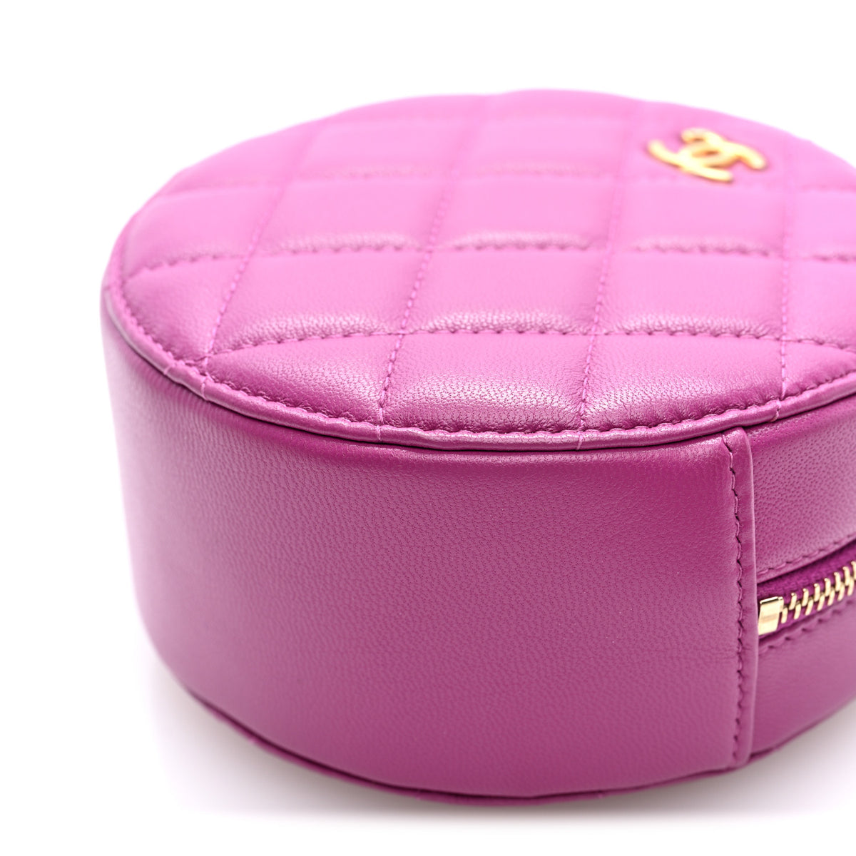 Chanel Lambskin Quilted Round Pearl Crush Clutch With Chain Purple 10 of 10
