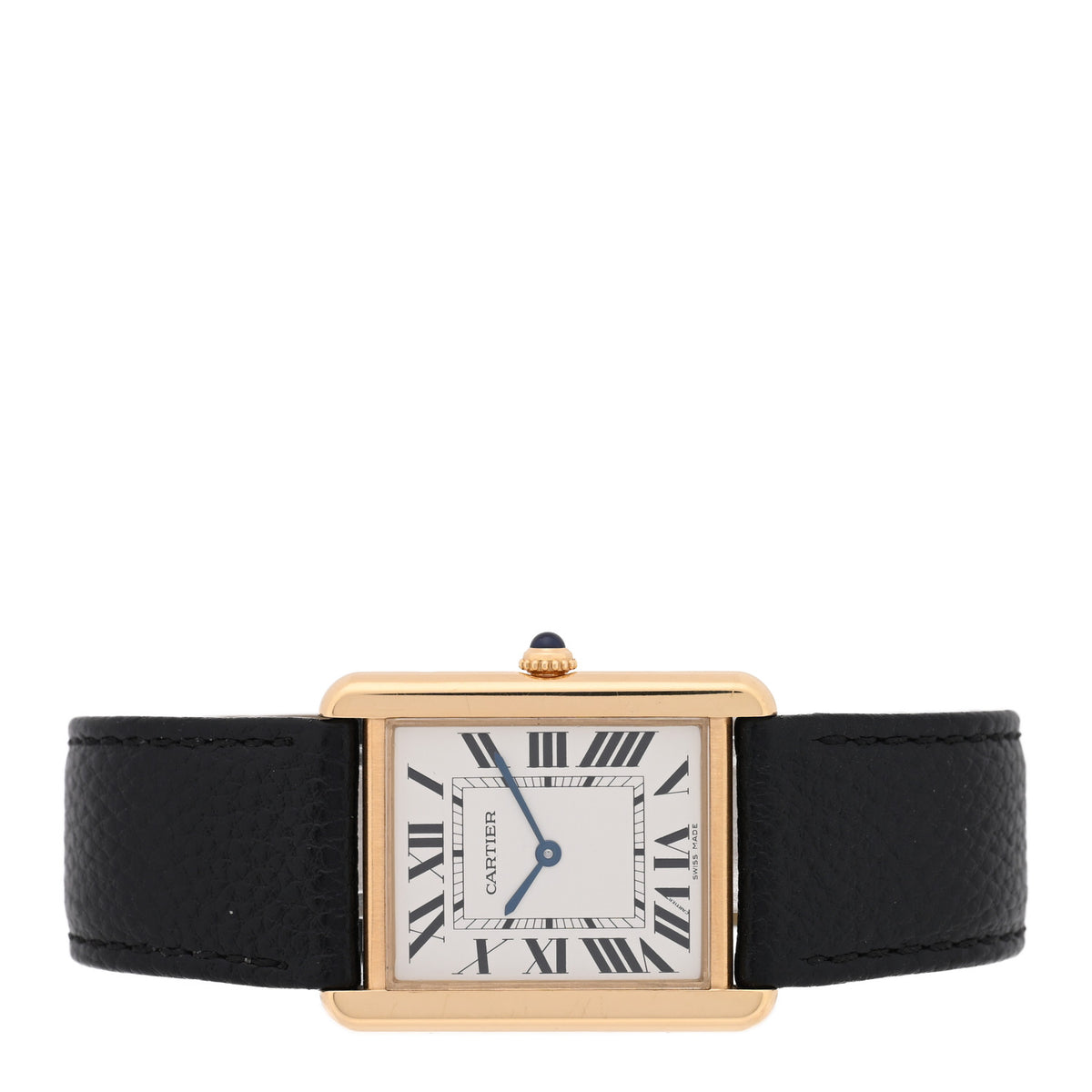 Stainless Steel 18K Yellow Gold Calfskin 27mm Tank Solo Quartz Watch