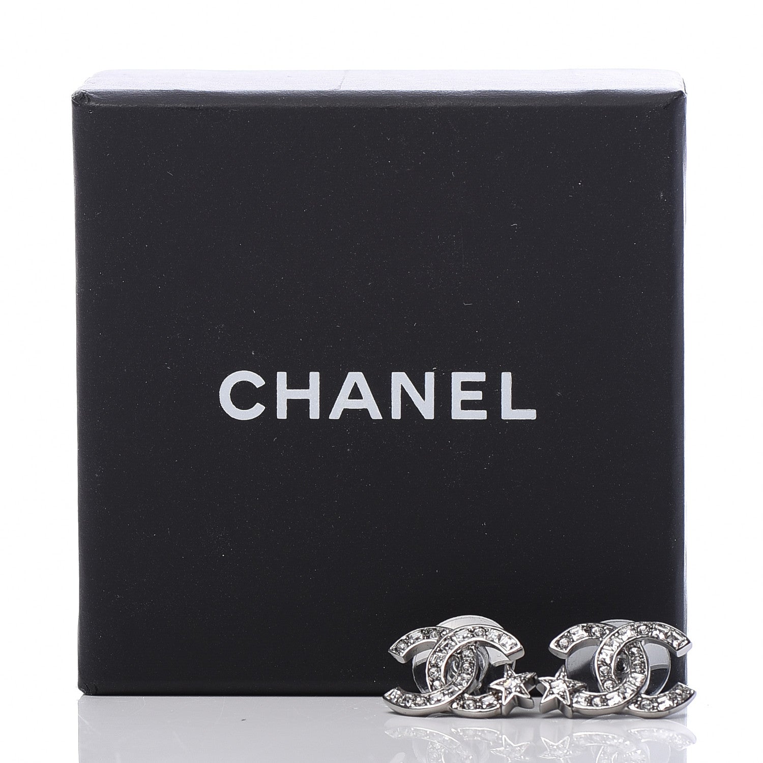 Chanel Crystal CC Starfall Earrings Silver 5 of 5