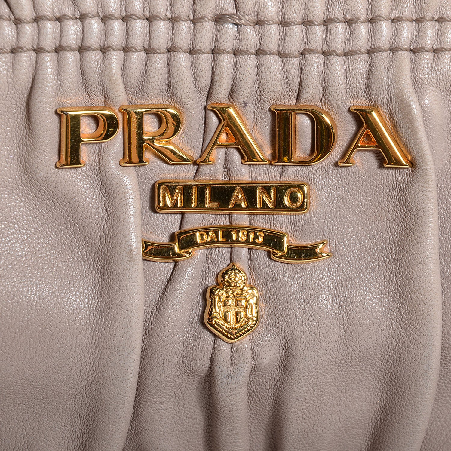 Prada Nappa Gaufre Ruched Clutch Pomice 10 of 10