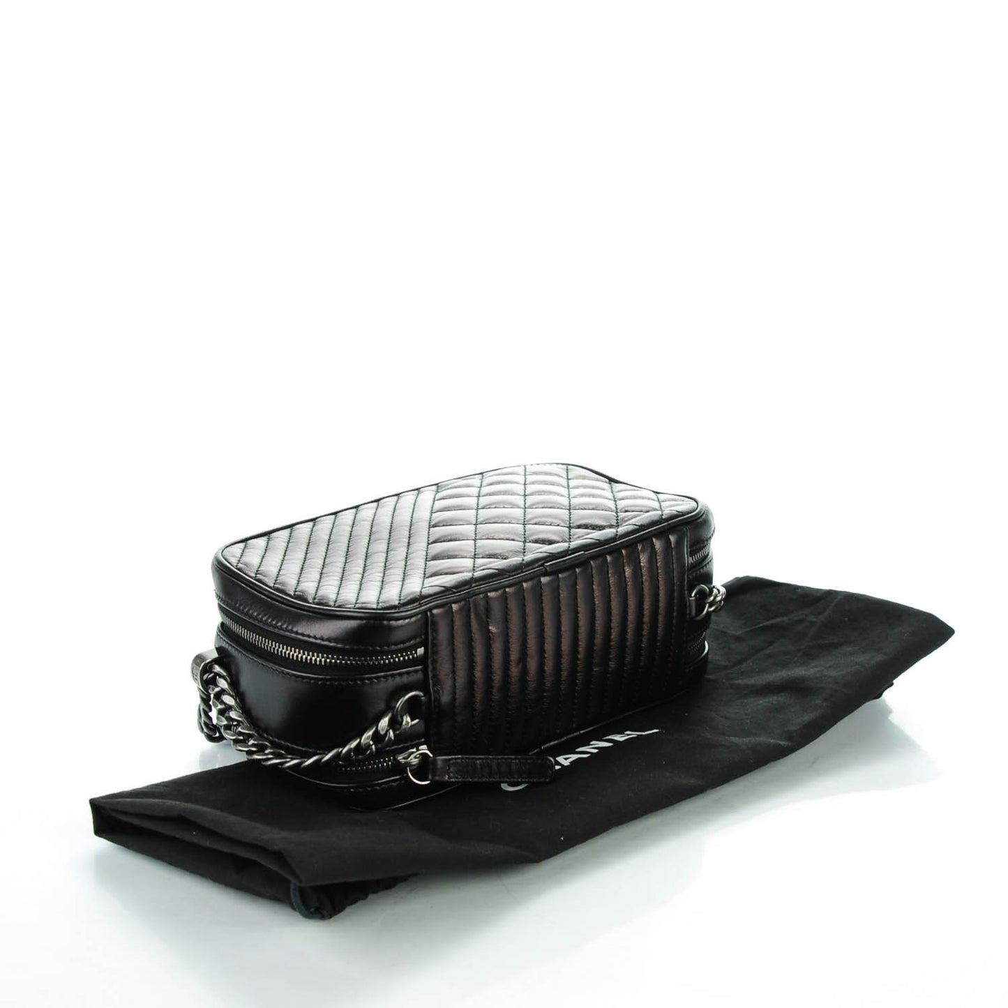 Glazed Calfskin Small Coco Boy Camera Case Black