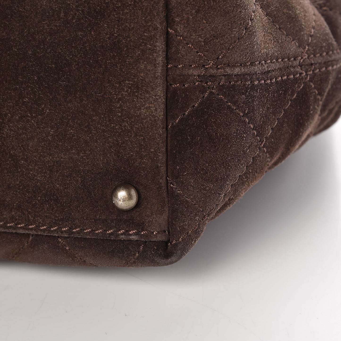 Suede Quilted Shopping Tote Brown