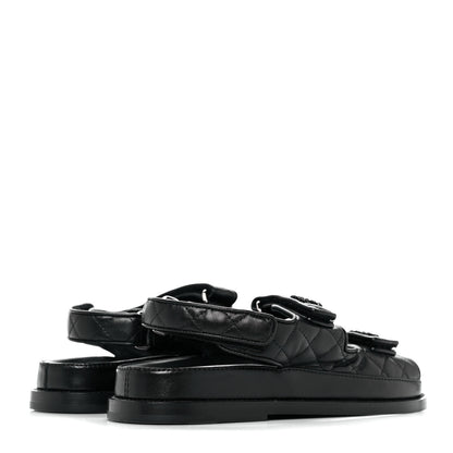 Chanel Lambskin Velcro Dad Sandals 37.5 Black 4 of 9