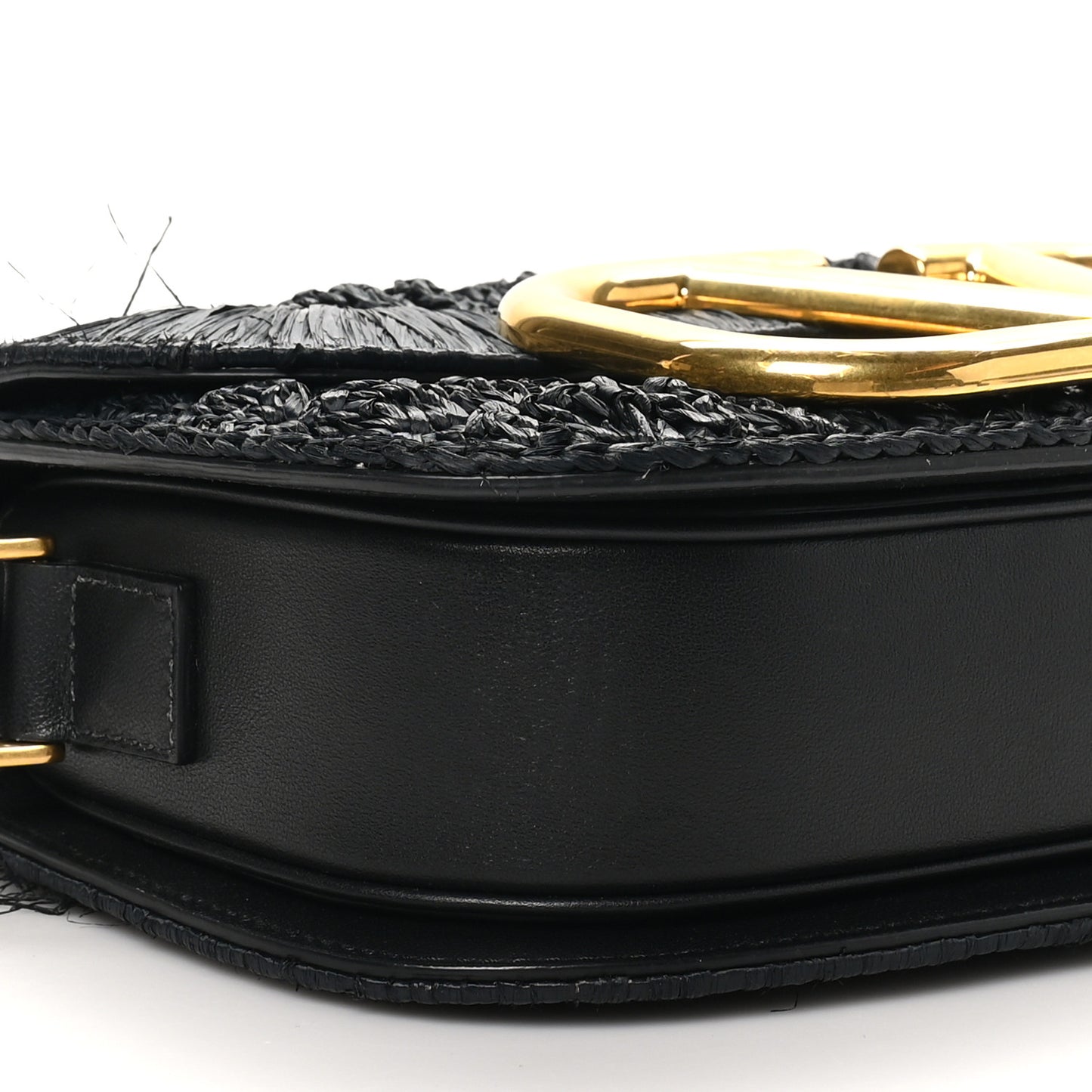 Raffia Braided Supervee Crossbody Bag Black