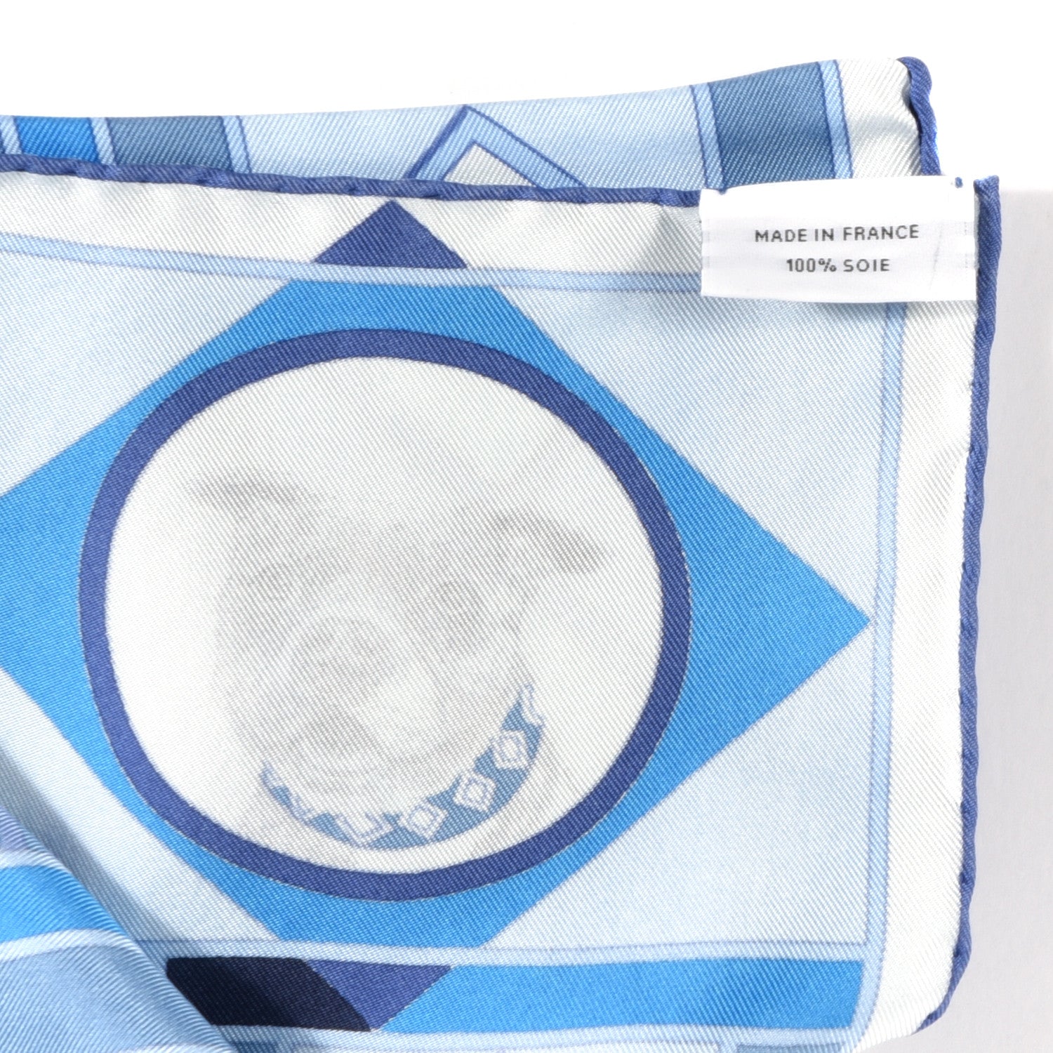 Hermes Silk Carre Wash Colliers de Chiens Scarf 90 Bleu Jean Cobalt 3 of 3