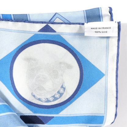 Hermes Silk Carre Wash Colliers de Chiens Scarf 90 Bleu Jean Cobalt 3 of 3