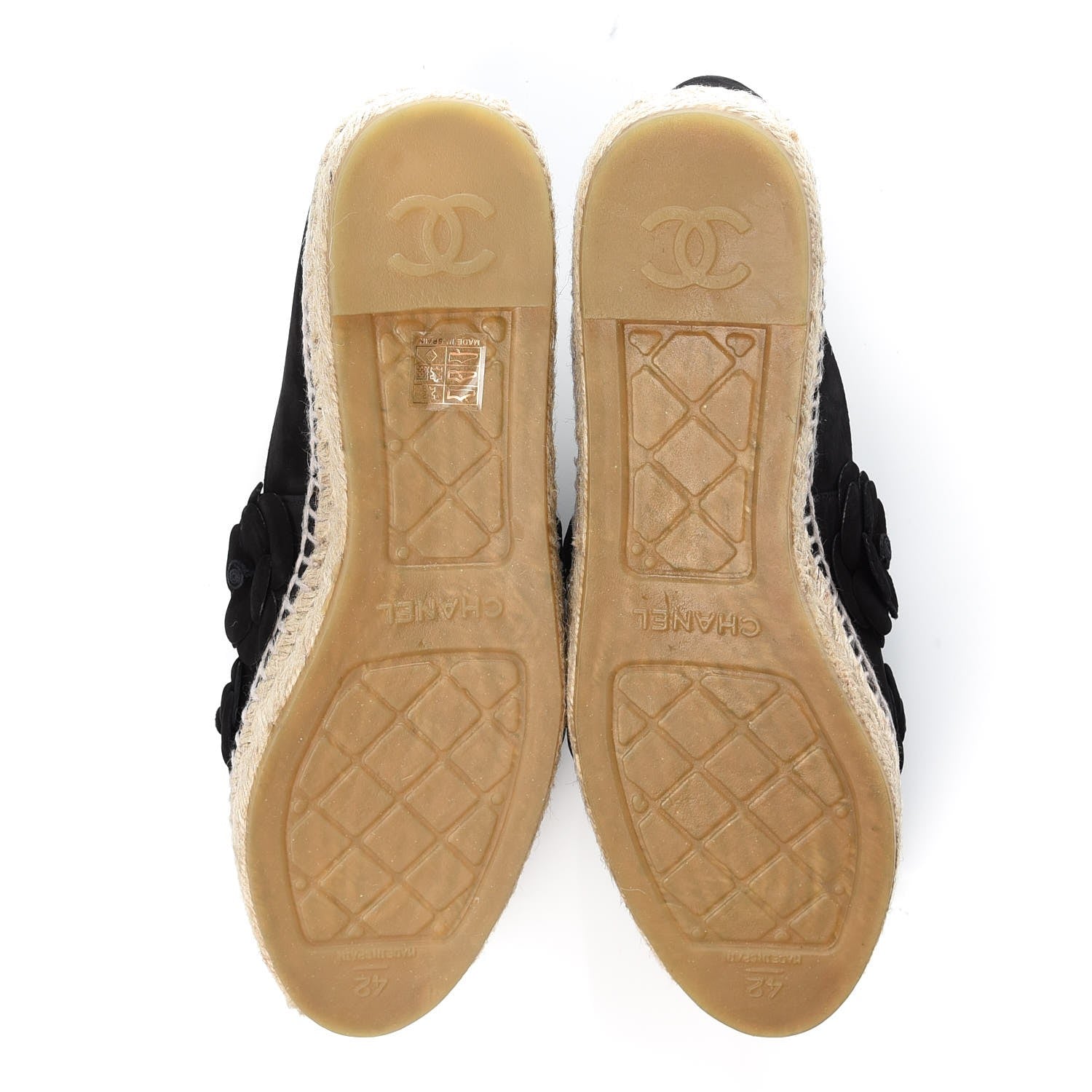 Chanel Suede Camellia CC Espadrilles 42 Black 5 of 9