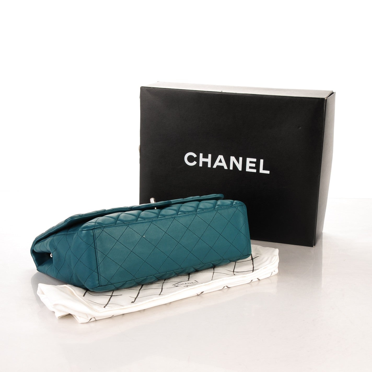 Lambskin Quilted Maxi Single Flap Turquoise