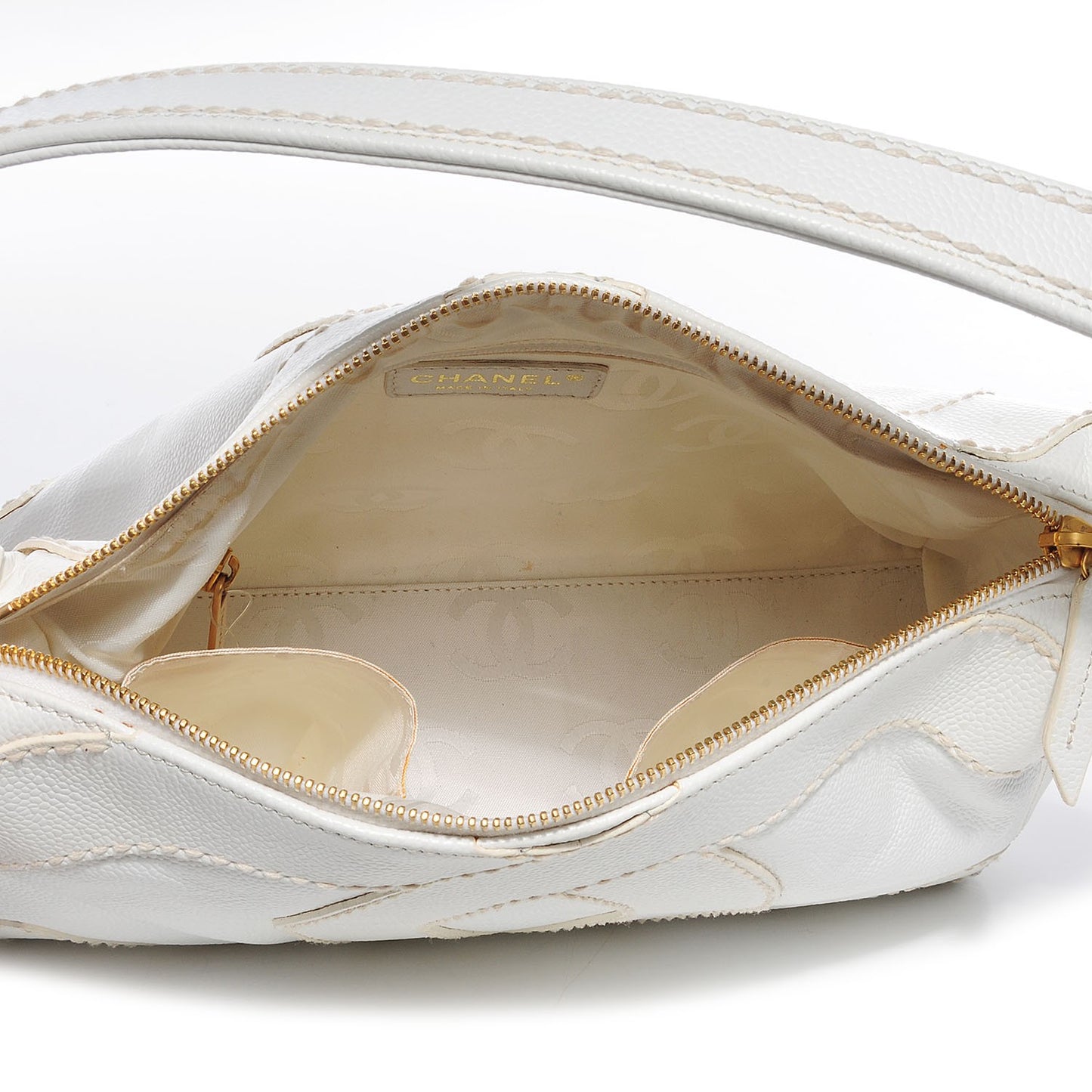 Caviar CC Stitched Hobo White