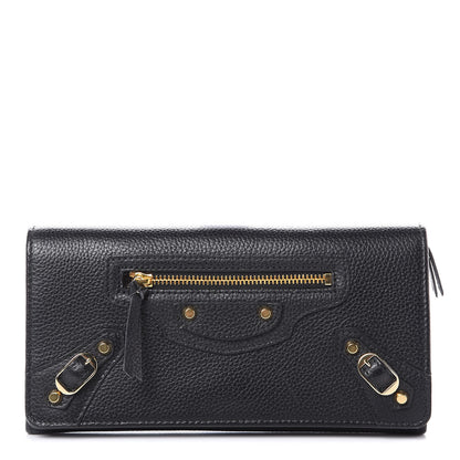Balenciaga Grained Calfskin Classic Gold Hardware Money Wallet Black 1 of 9