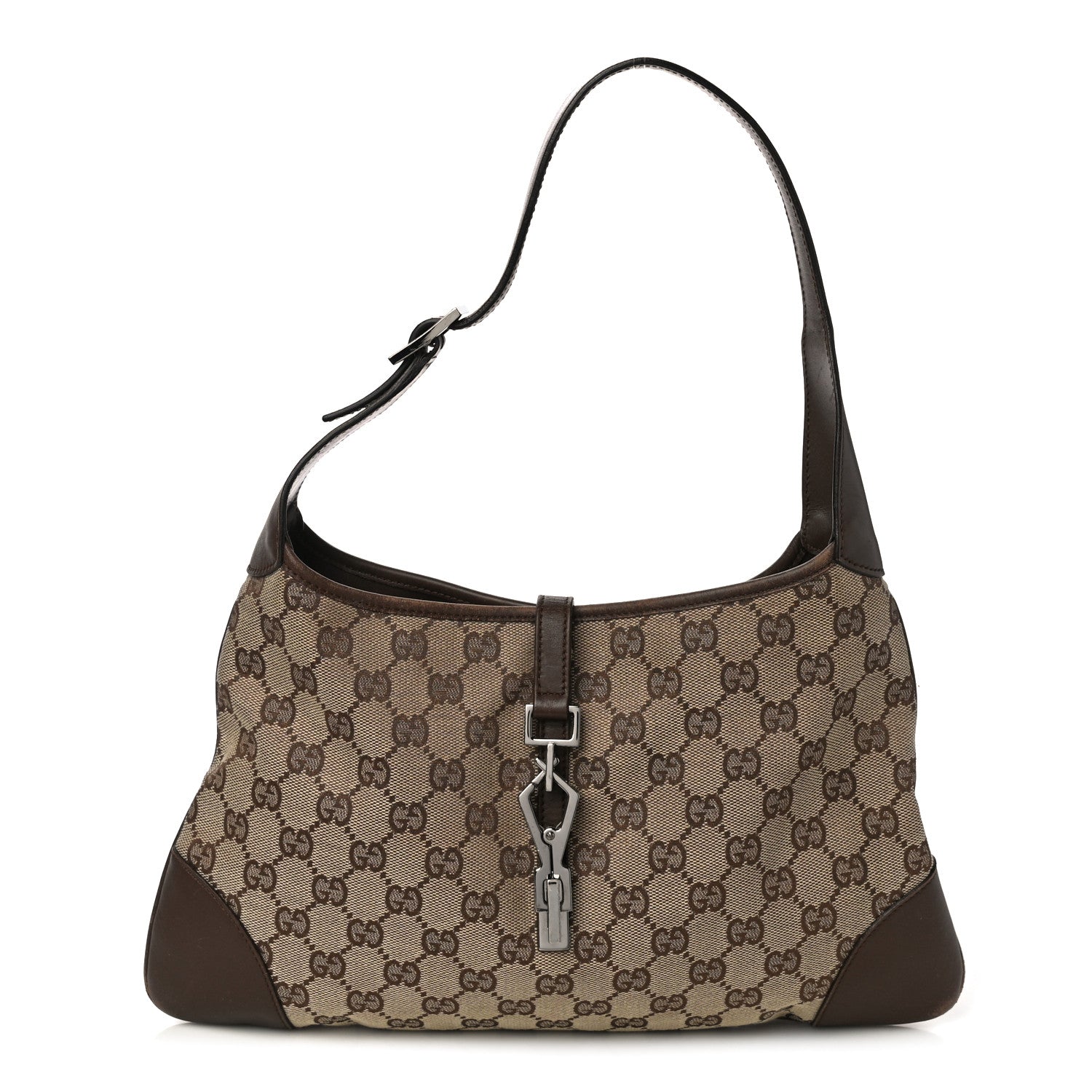 Gucci Monogram Lobster Clasp Jackie O Hobo Brown 1 of 19