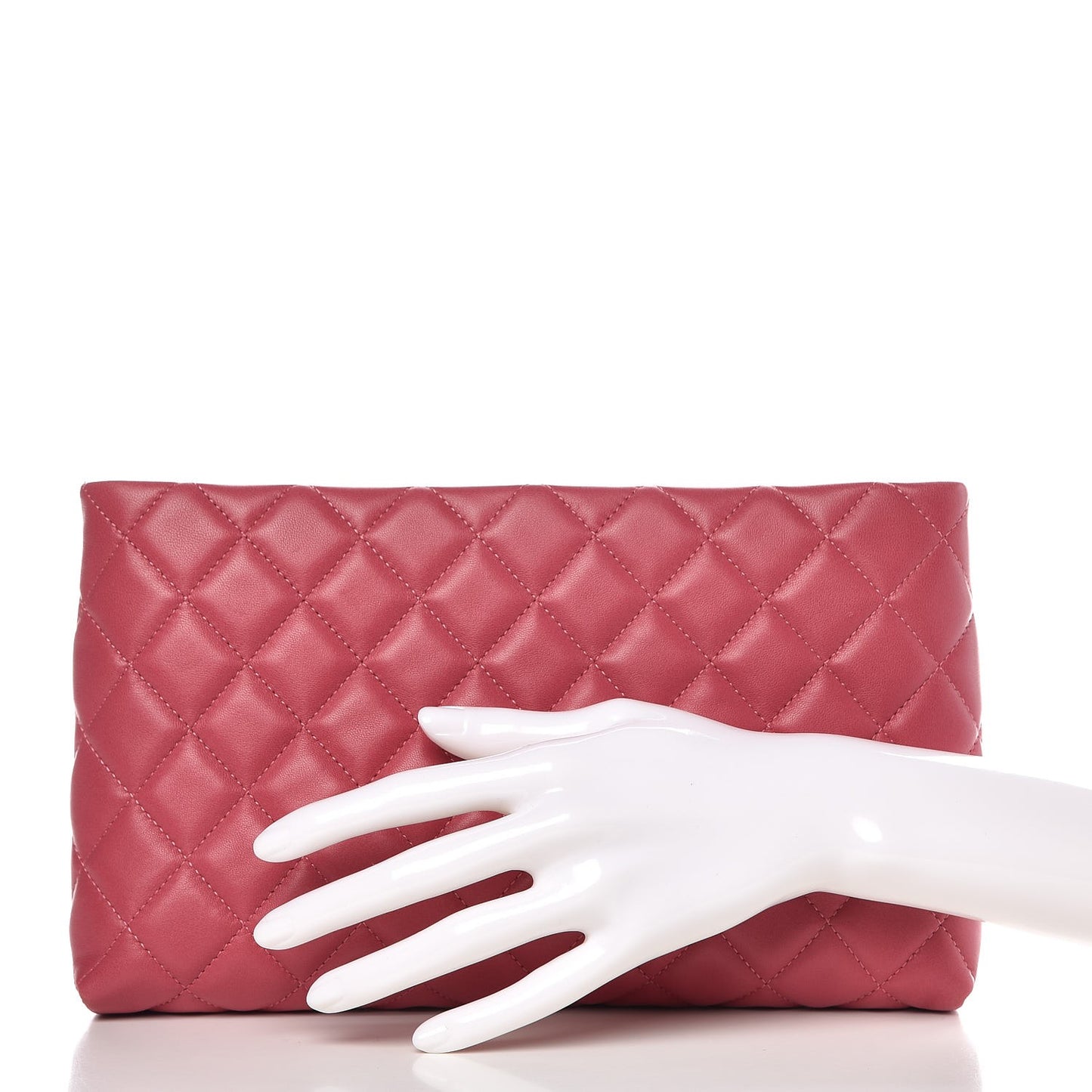 Lambskin Quilted Clutch Pink