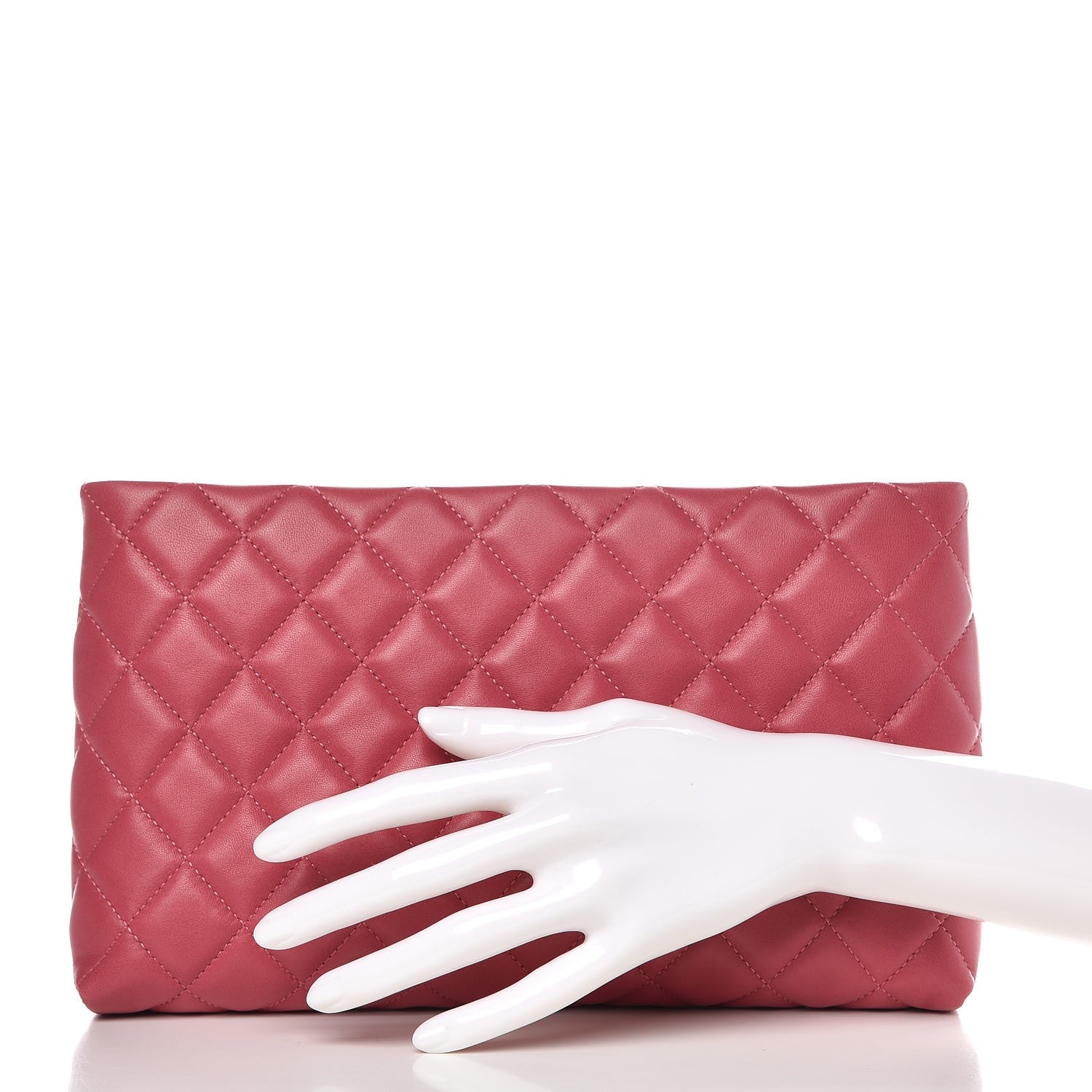 Chanel Lambskin Quilted Clutch Pink 2 of 8