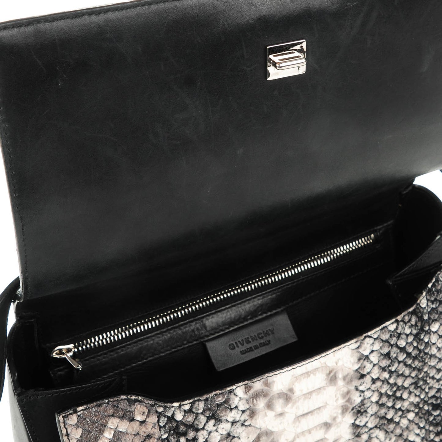 Python Medium Pandora Box Crossbody Bag Black White