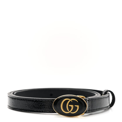 Gucci Skipper Calfskin Enamel GG 15mm Belt 85 34 Black 1 of 5
