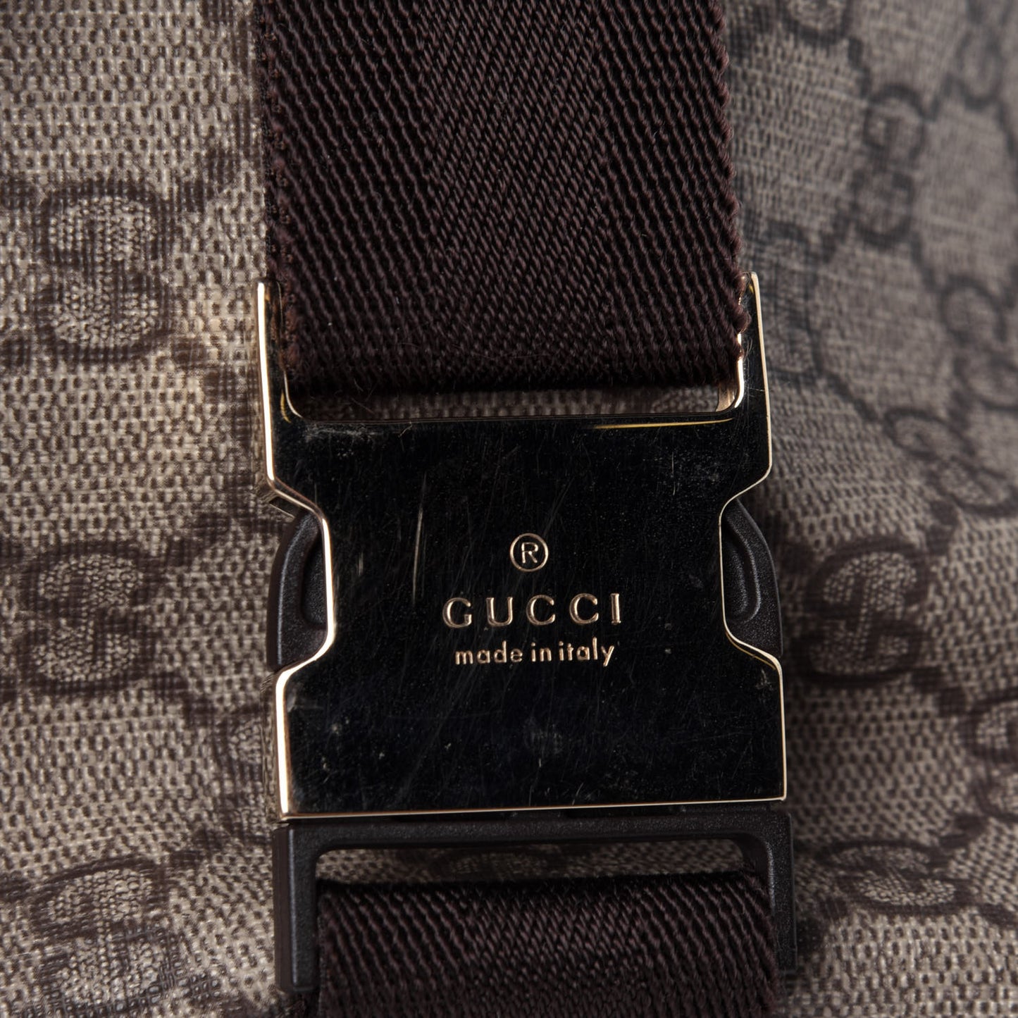 GG Supreme Monogram Belt Bag Dark Brown