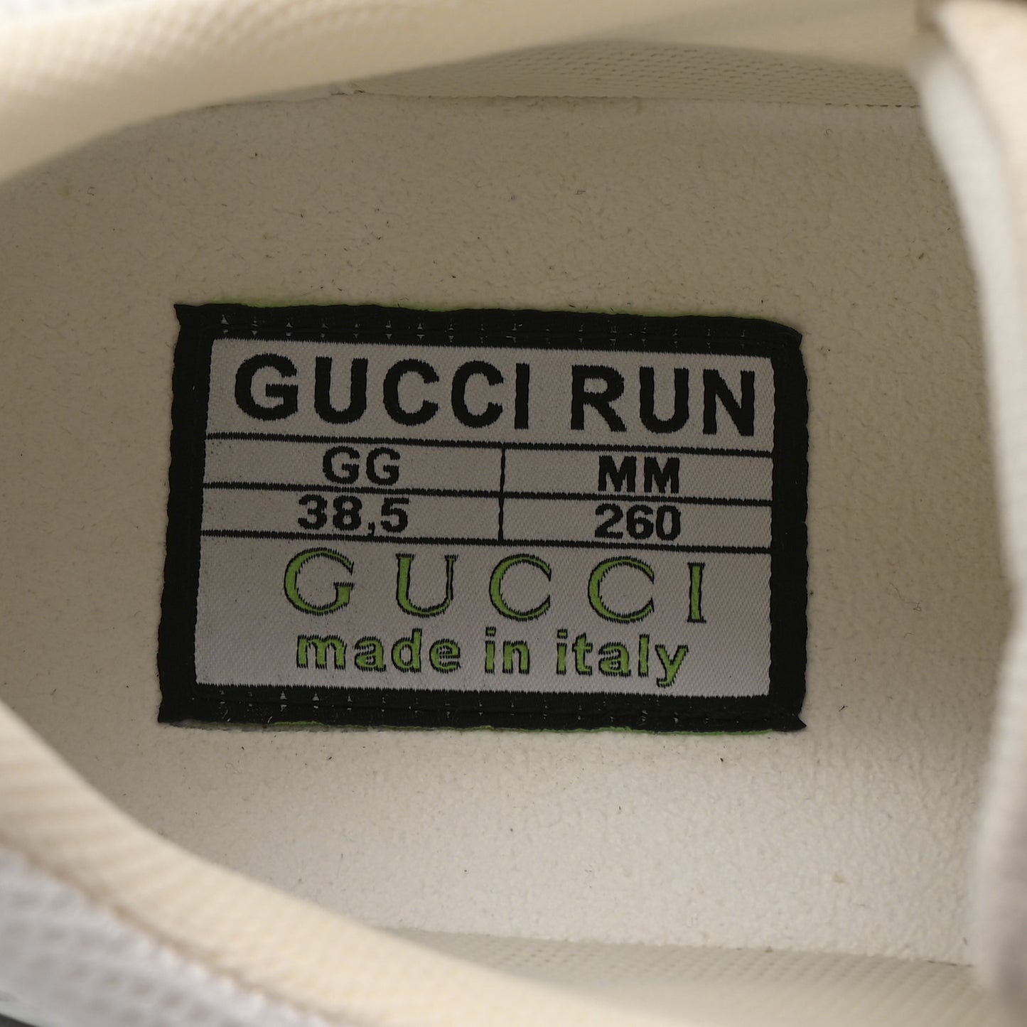 Technical Knit Fabric Suede Calfskin Womens Gucci Run Sneakers 38.5 Off White Grey
