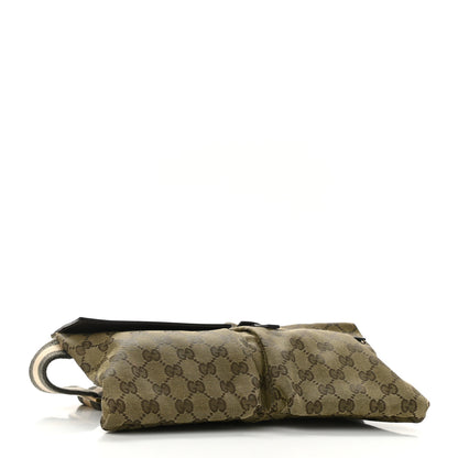 Gucci GG Monogram Web Double Pocket Belt Bag Green Dark Brown 4 of 10