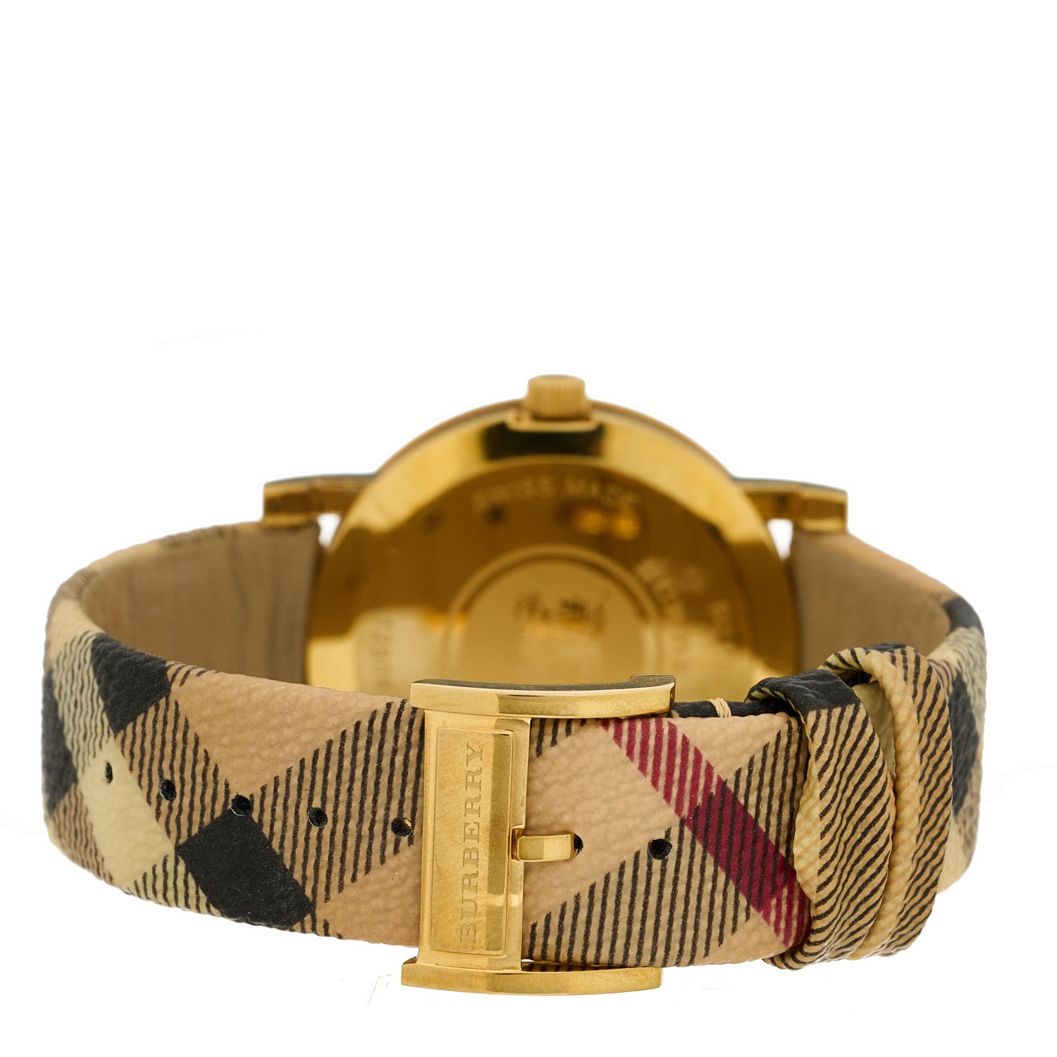 Burberry Stainless Steel Calfskin 38mm Heritage Check Quartz Watch Gold BU1398 3 of 5