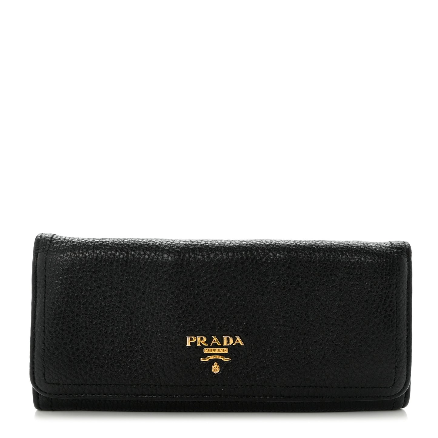 Vitello Daino Continental Flap Wallet Black