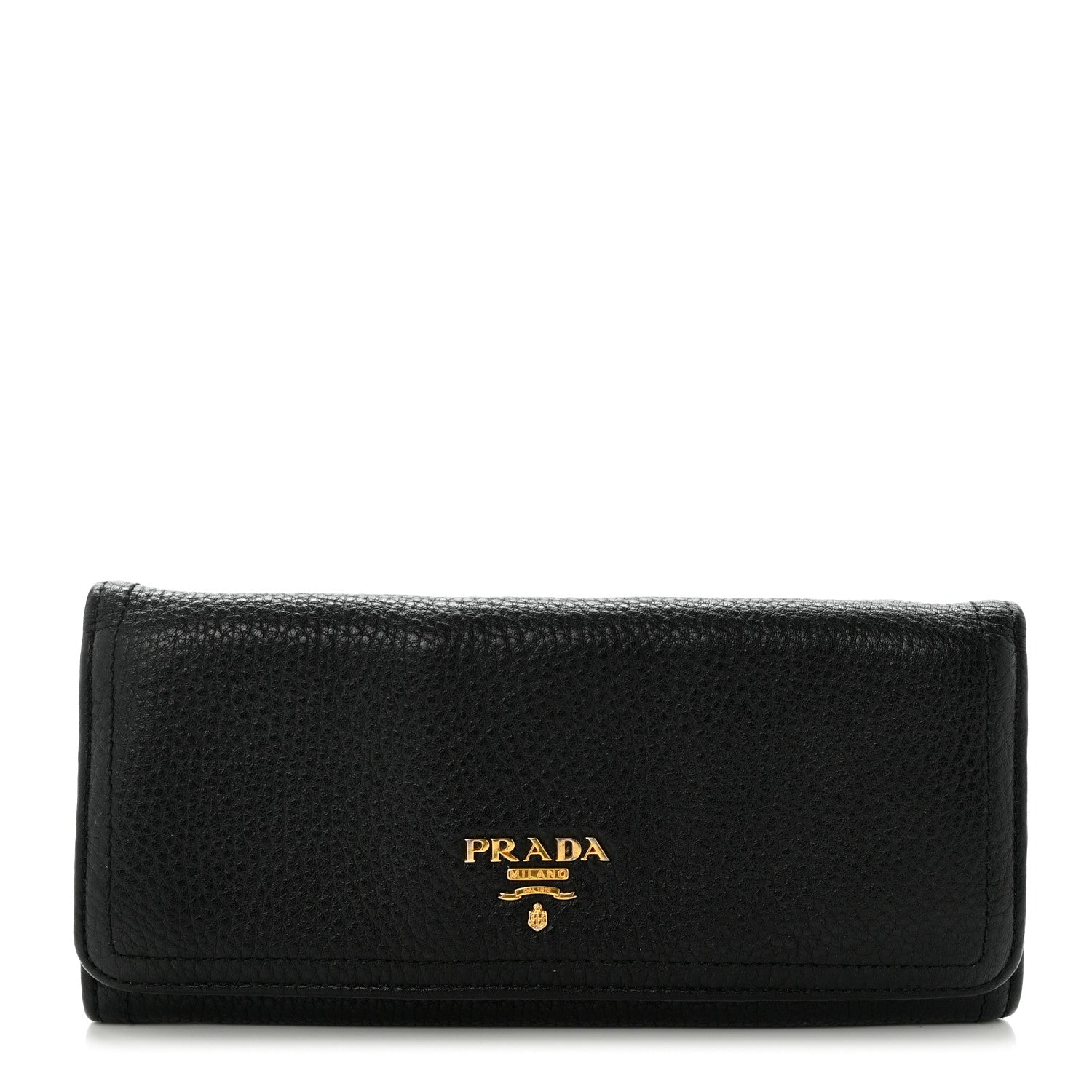 Prada Vitello Daino Continental Flap Wallet Black 1 of 11