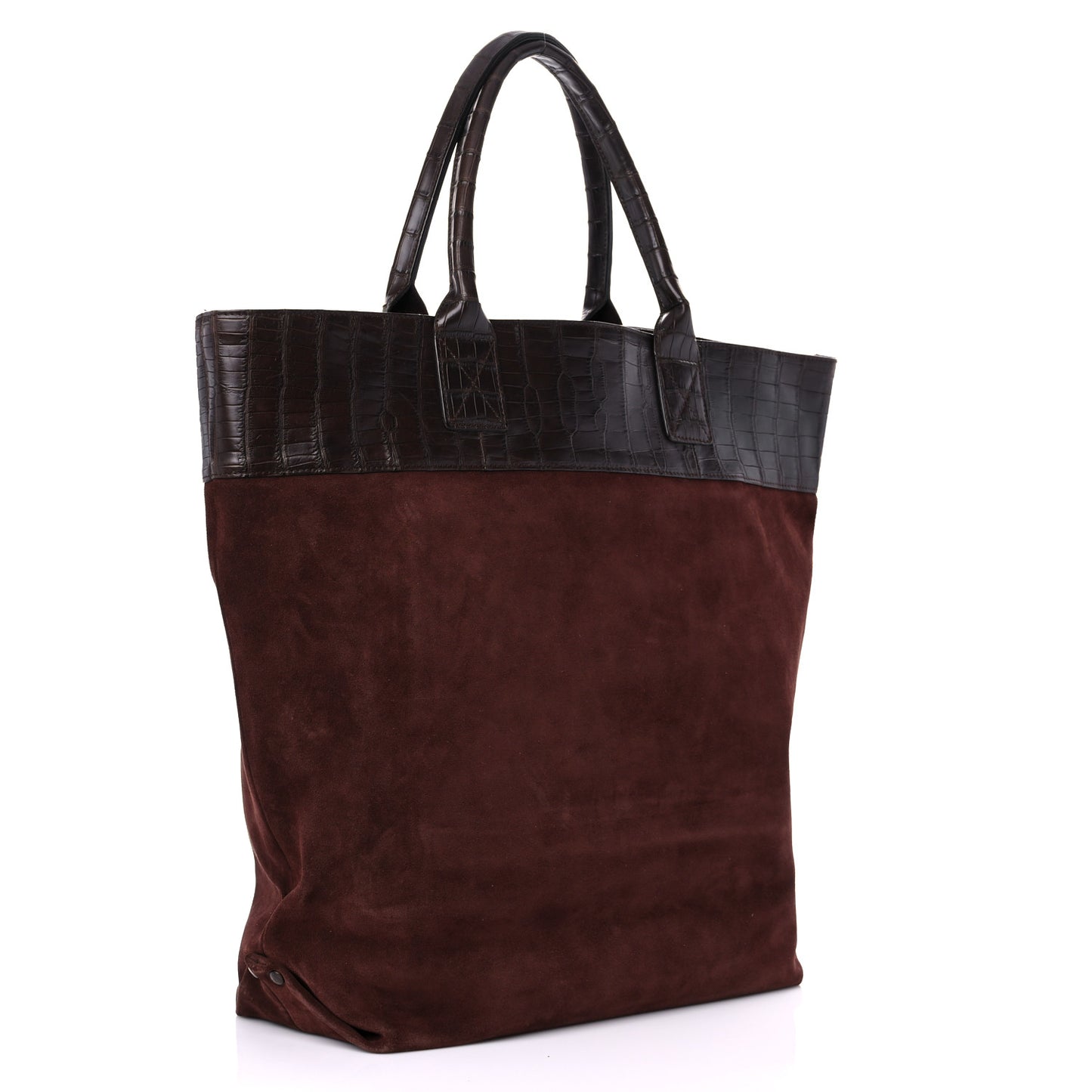 Crocodile Suede Tote Brown
