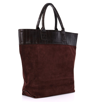 Bottega Veneta Crocodile Suede Tote Brown 3 of 17