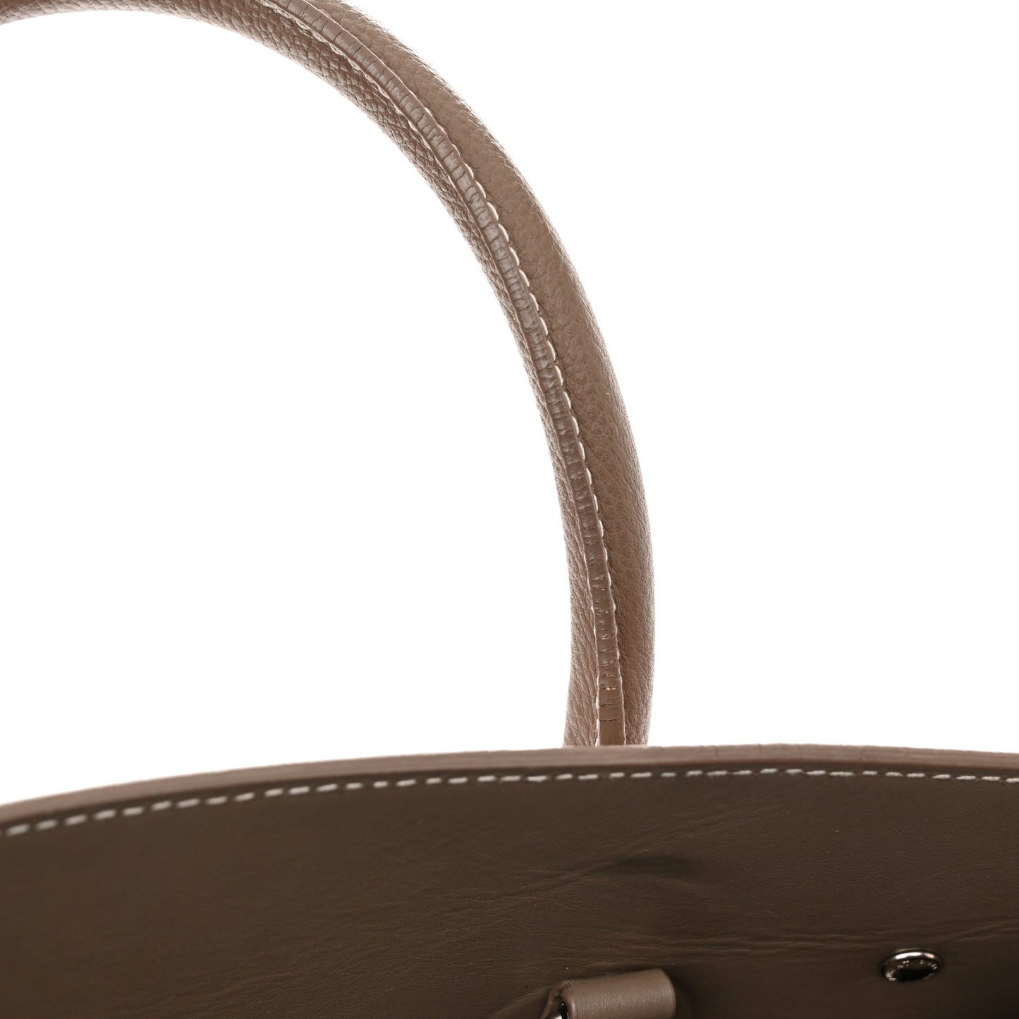 Grained Calfskin Topstitch Small Classic Sac De Jour Taupe