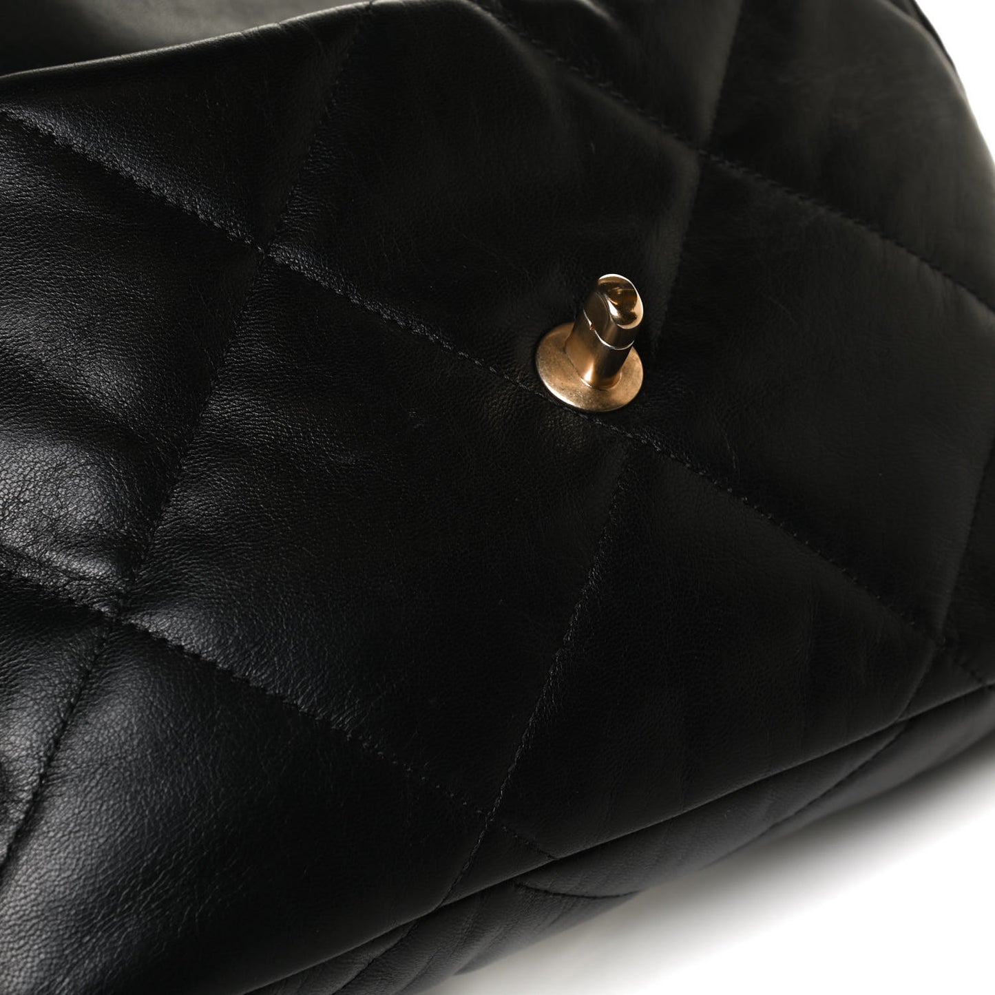 Shiny Goatskin Quilted Large Chanel 19 Flap Black