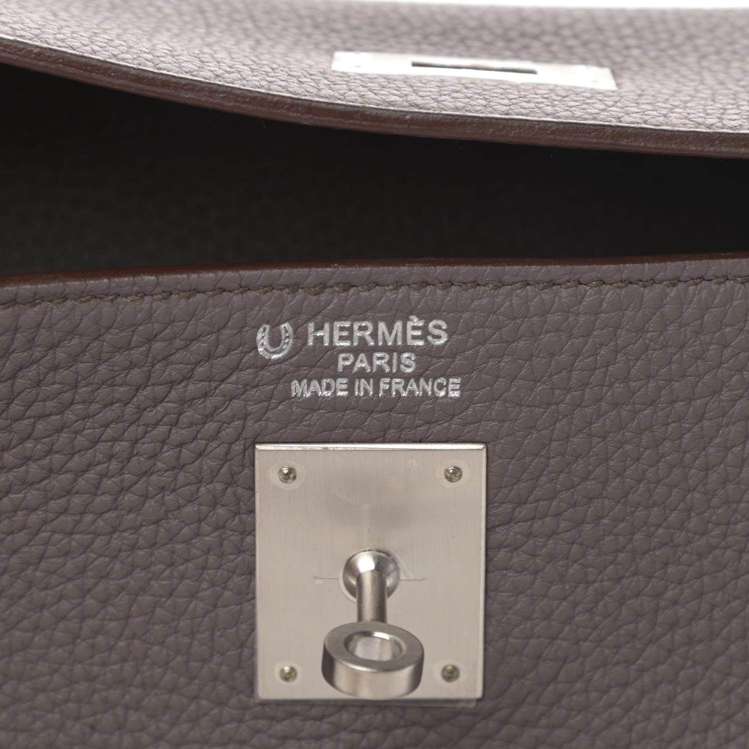 Hermes Togo Horseshoe Kelly Retourne 35 Etain Bleu Tempete 7 of 8