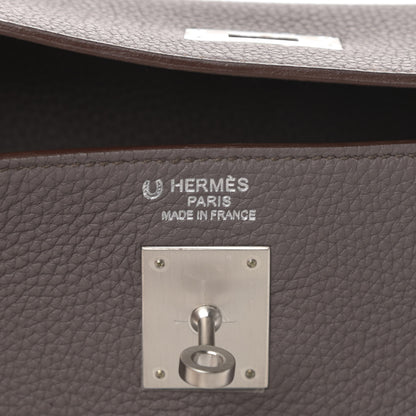 Hermes Togo Horseshoe Kelly Retourne 35 Etain Bleu Tempete 7 of 8