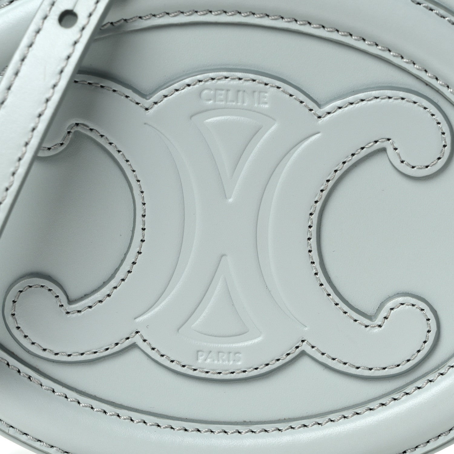 Celine Smooth Calfskin Cuir Small Triomphe Oval Crossbody Purse Soft Blue 8 of 10