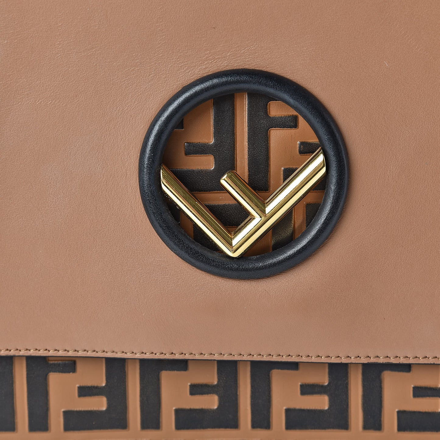 Vitello Century F is Fendi FF Embossed Kan I Shoulder Bag Orzo Tobacco