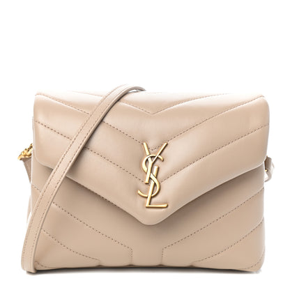 Saint Laurent Calfskin Y Quilted Monogram Toy Loulou Crossbody Bag Dark Beige 1 of 9