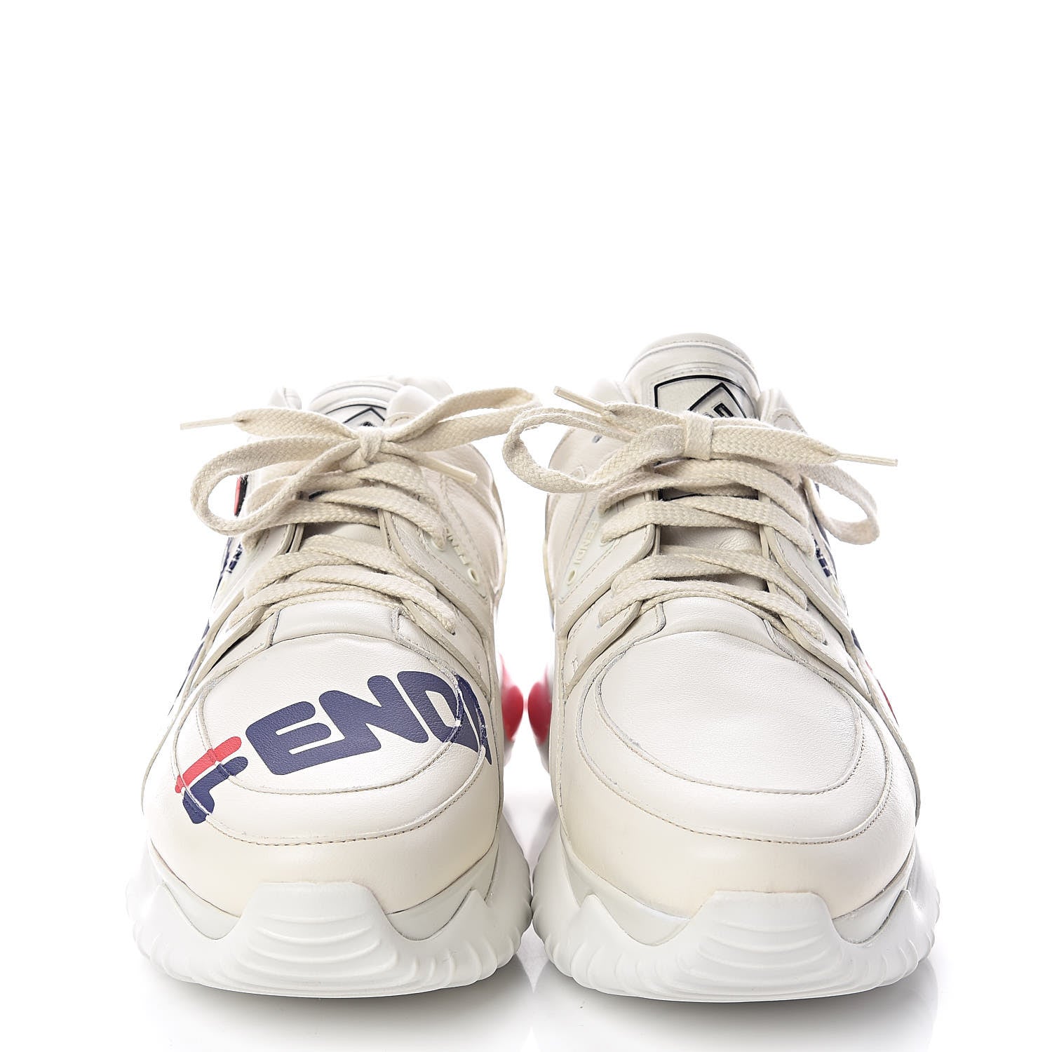 Fendi X FILA Vitello Mania Painted Womens Chunky Sneakers 40 Ice White Caipiroska Blueberry 2 of 9