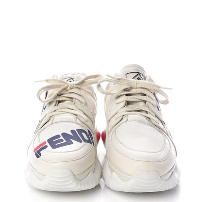 Fendi X FILA Vitello Mania Painted Womens Chunky Sneakers 40 Ice White Caipiroska Blueberry 2 of 9