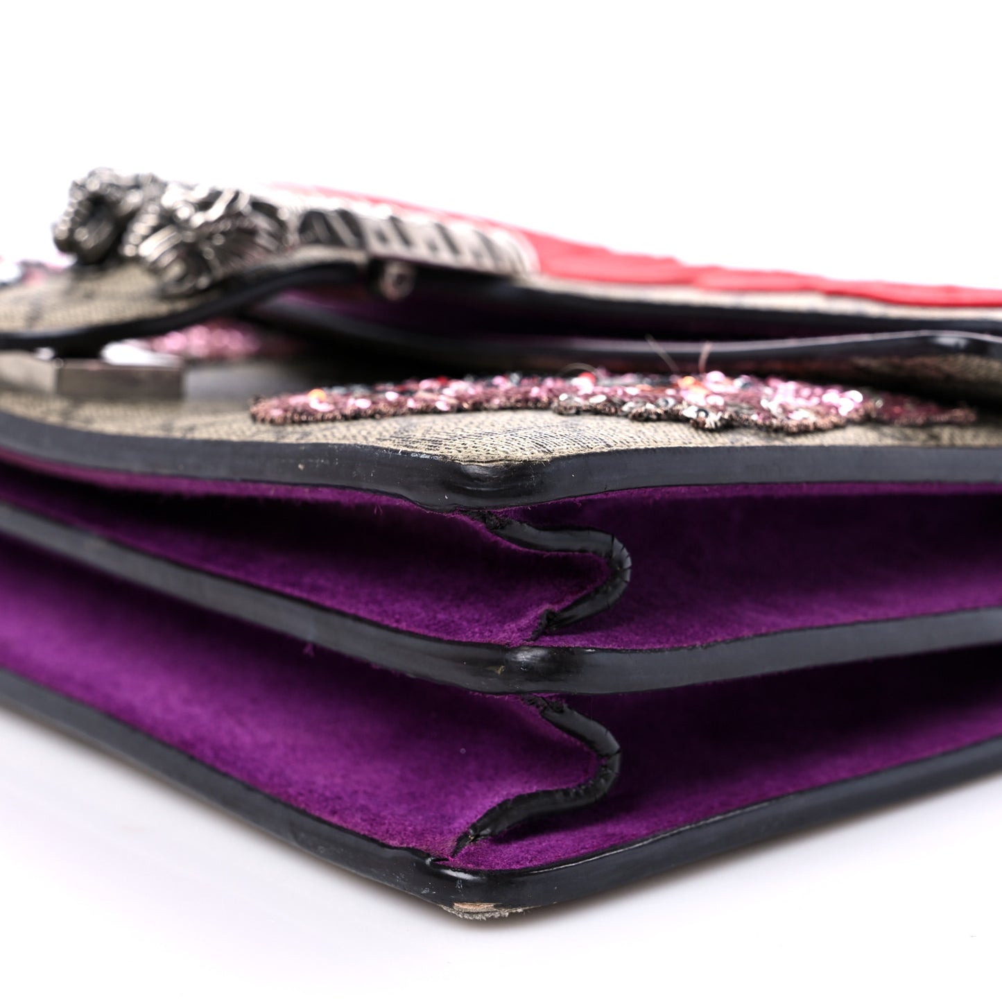 GG Supreme Monogram Embroidered Small Dionysus Shoulder Bag Purple