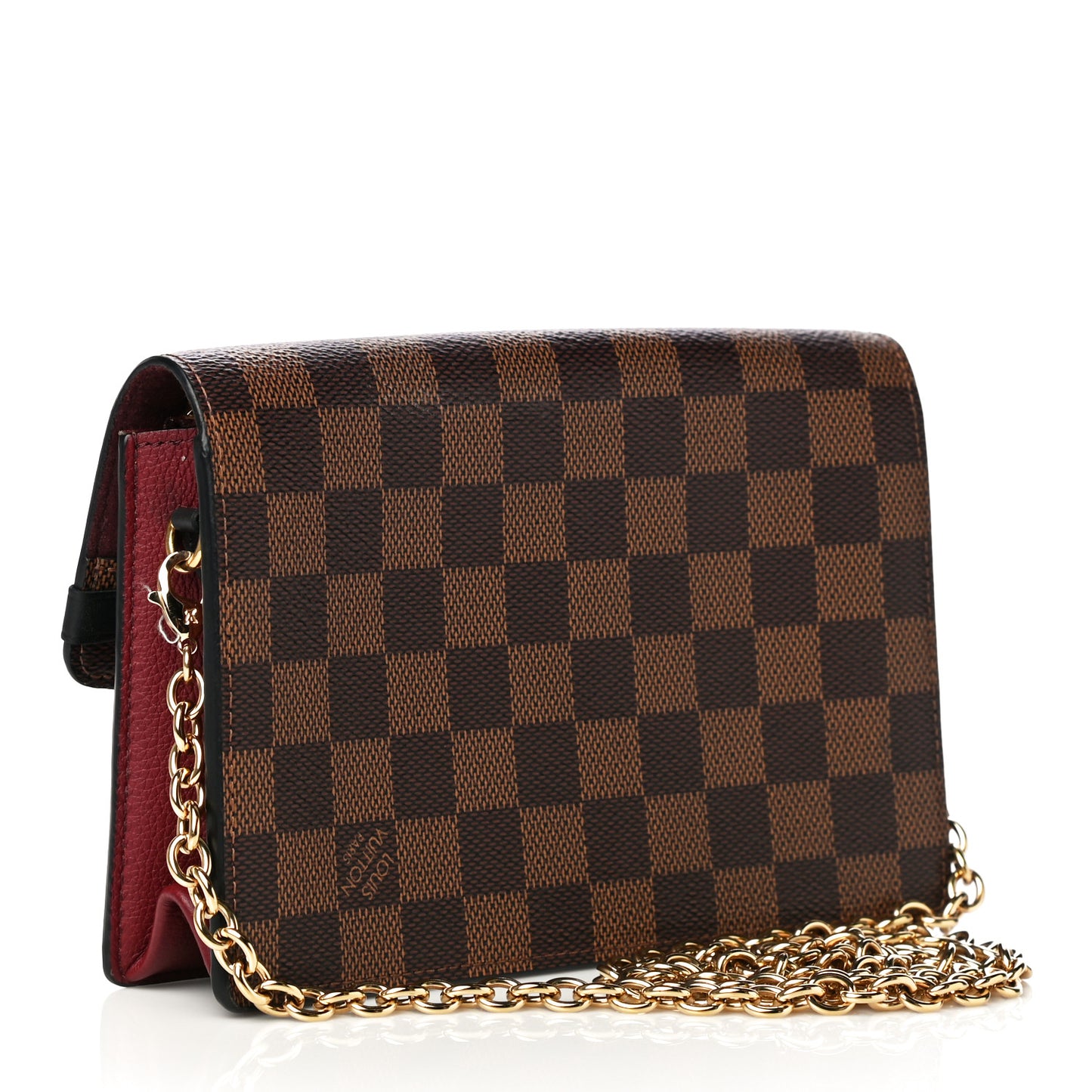 Damier Ebene Vavin Chain Wallet Red