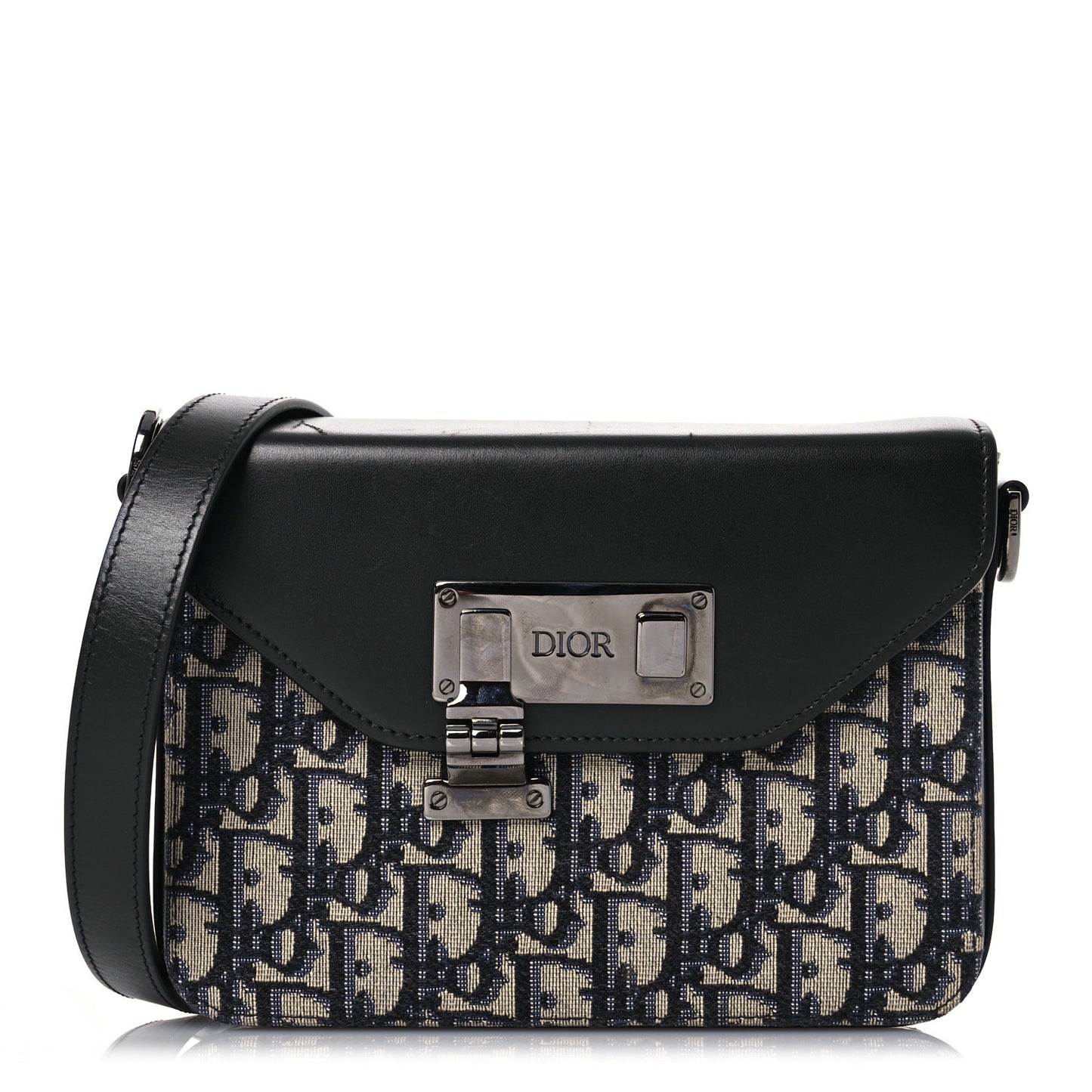 Oblique Smooth Calfskin Messenger Beige Black